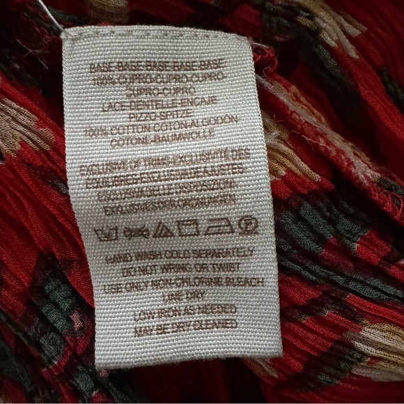 Free People Bright Lights Red Floral Chiffon Boho Peplum Top | S - Picture 10 of 10